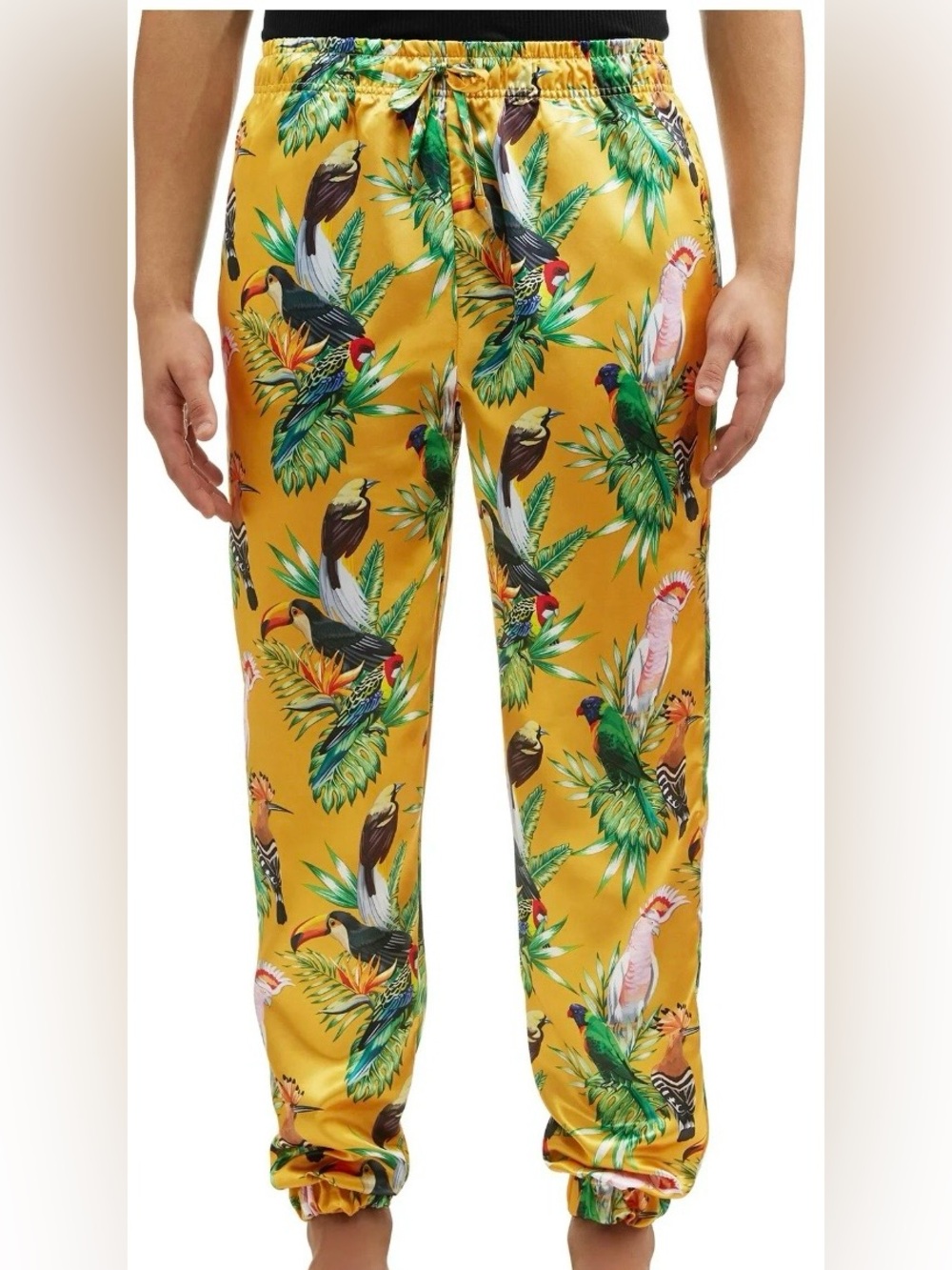 ME Makeover Essentials Yellow Tropical Parrot Jogger Sleep Pants